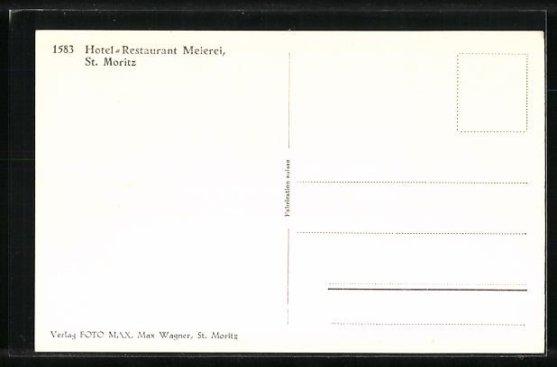Cartoline postali: St. Moritz, Hotel-Restaurant Meierei im  – Usato da Berlin venduto da bartko-reher 1
