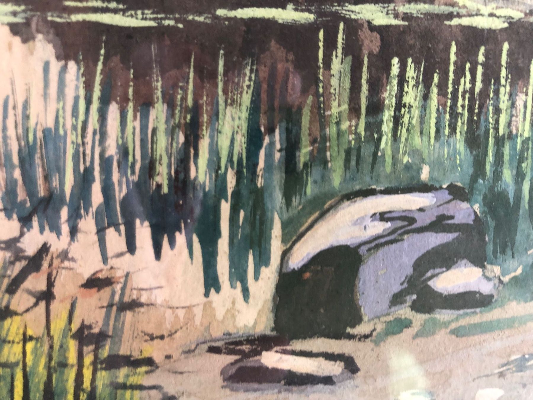 Dipinti: Gouache, Aquarell " Flusslandschaft", sign. J. Roulet 1928 – Usato da Bern venduto da vintageartbern66 3