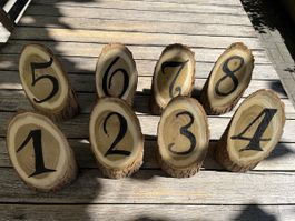 Tischnummern 1-8 handgemacht Unikat Holz rustikal Hochzeit
