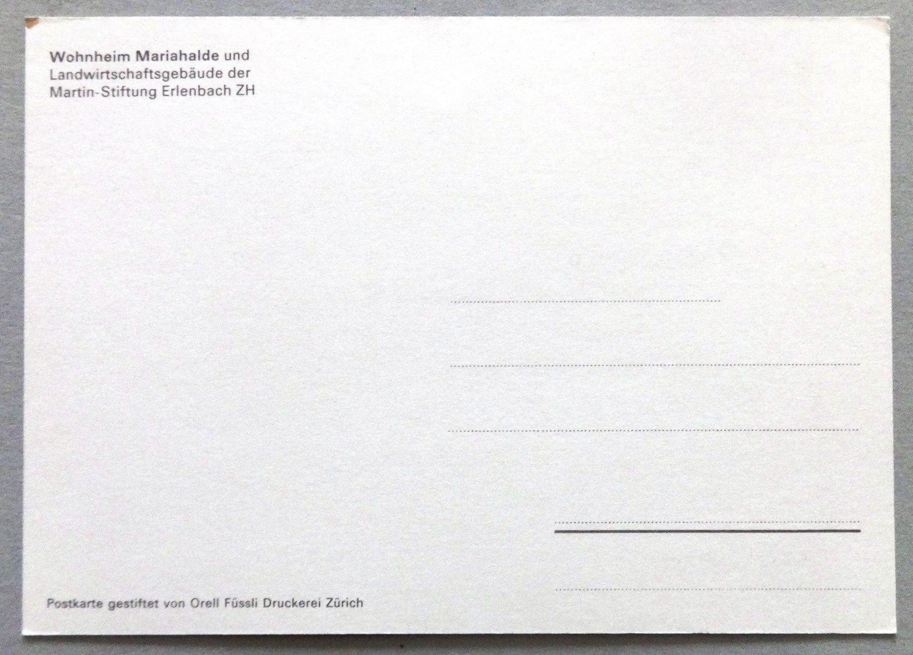 Cartoline postali: Wohnheim Mariahalde, Erlenbach ZH – Usato da Fétigny venduto da Billy2miny 1