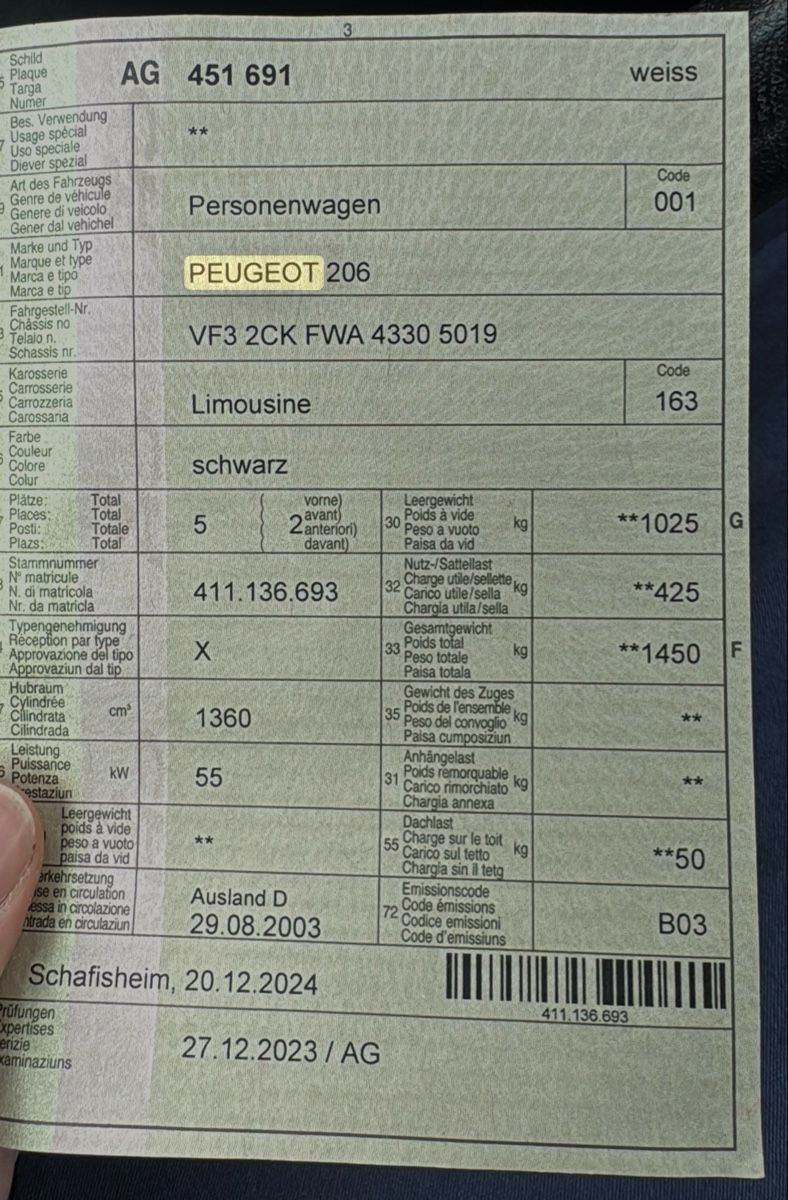 Peugeot Automobili: Peugeot 206 ab CHF 1.- – Usato da Neuenhof venduto da Dbs_707 7
