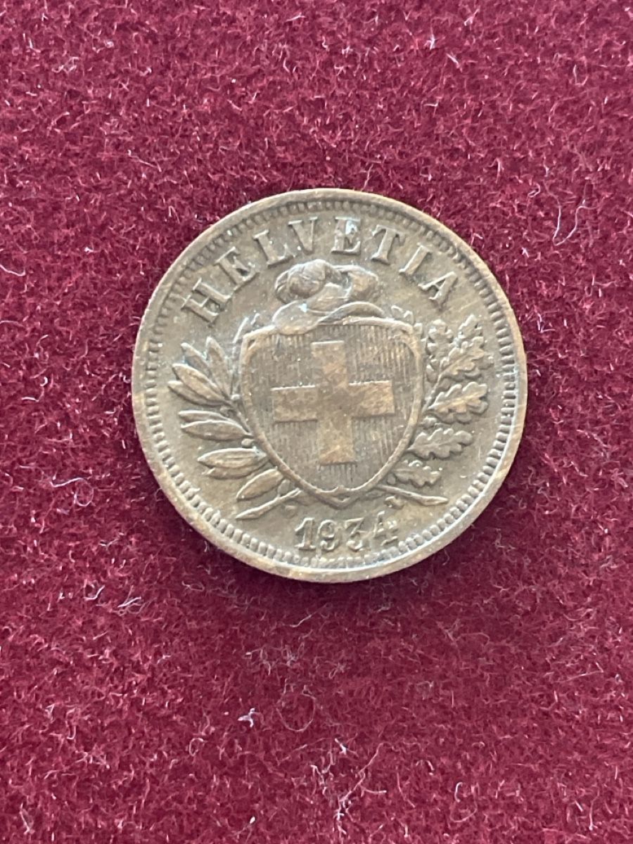 Tutti le monete: 2 Rappen 1934 B Schweiz – Usato da Basel venduto da Design-und-Allerlei