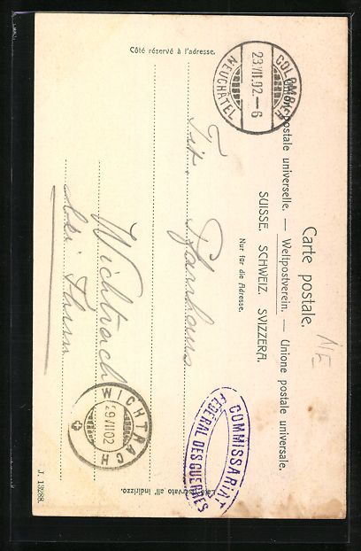 Cartoline postali: AK Colombier, Panorama, 1902 – Usato da Berlin venduto da bartko-reher 1