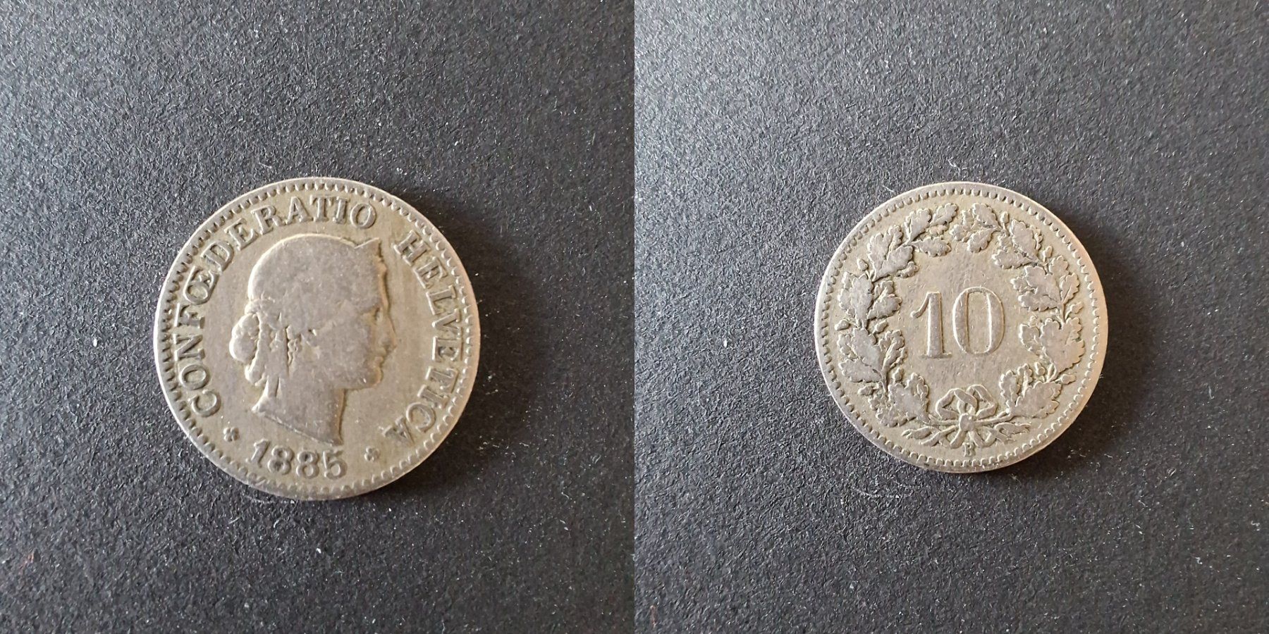 Tutti le monete: Schweiz 10 Rappen 1885 stark gebraucht – Usato da Teufen AR venduto da Gruenauer