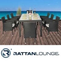 RATTAN GARTENTISCH SET - RATTANTISCH