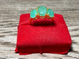 Smaragd Ring 💎✨ Silber 925 vergoldet S11