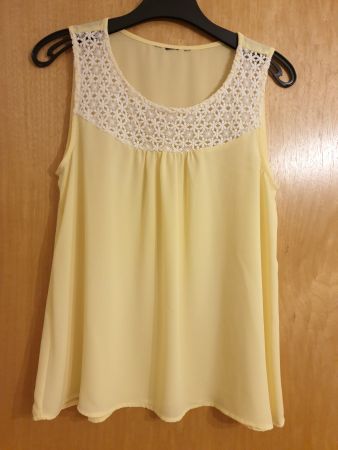 Blouse sans manche, 38, très bon état, jaune poudrée