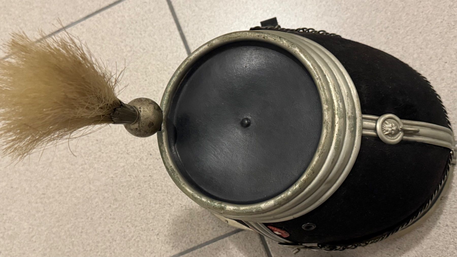 Schweizer Armee Uniformi & Effetti personali: Original Schweizer Dragonerhelm Kavallerie M1918 – Usato da Bremgarten AG venduto da Schussi 6