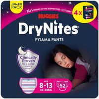 DryNites 8j-13j (30-48kg),Girls,Pyjama Pants,52 Stk
