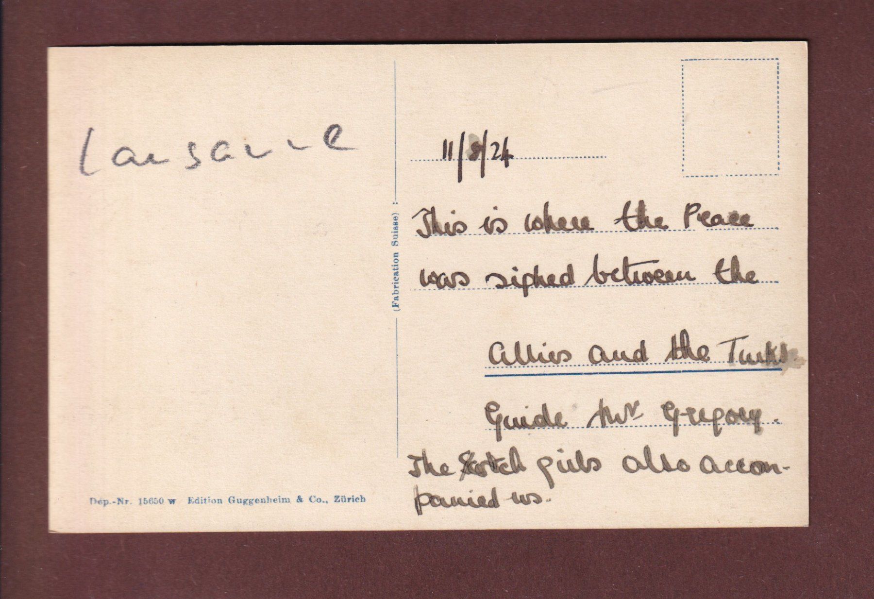 Cartoline postali: LAUSANNE - Château d'Ouchy - 1924 – Usato da Pully venduto da nicecards 1