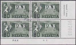 1945, Nr.269 PAX (Füllhorn) Viererblock ST.CROIX, Kat: 450.-