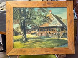 MUMPRECHT antikes Aquarell Bauernhaus, signiert