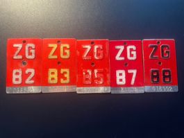 Sammlung Velonummern ZG /Top Auktion