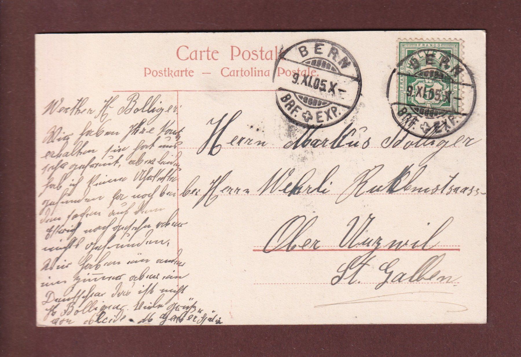 Cartoline postali: BERN - Kirchenfeldbrücke - 1905 – Usato da Pully venduto da nicecards 1