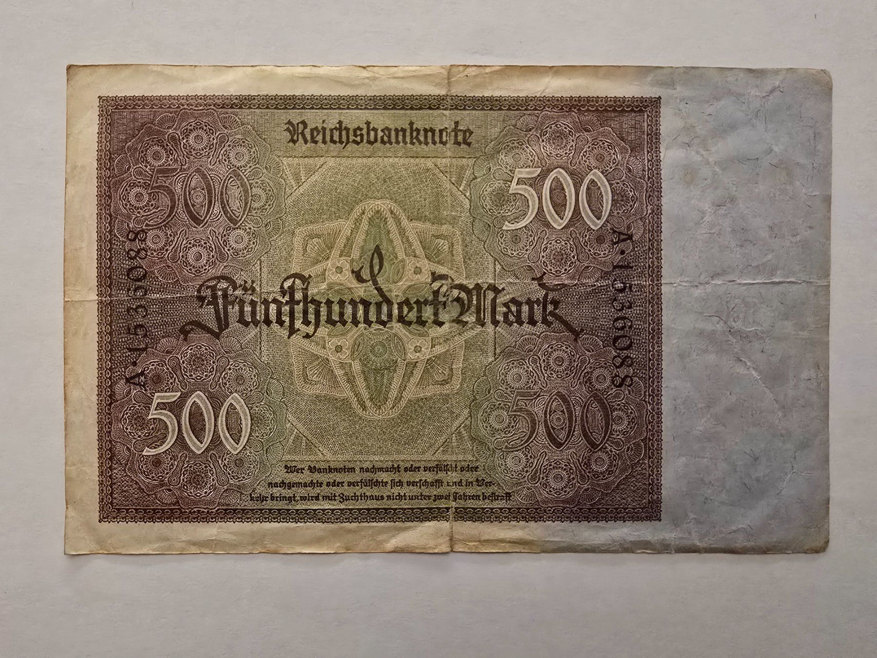 Banconote: 500 Marks 1922 Reichsbanknote – Usato da Neuenhof venduto da brasvarela 1