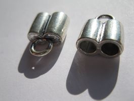 4 Endkappen, Cord Ends, Endstücke doppelt 13x16mm