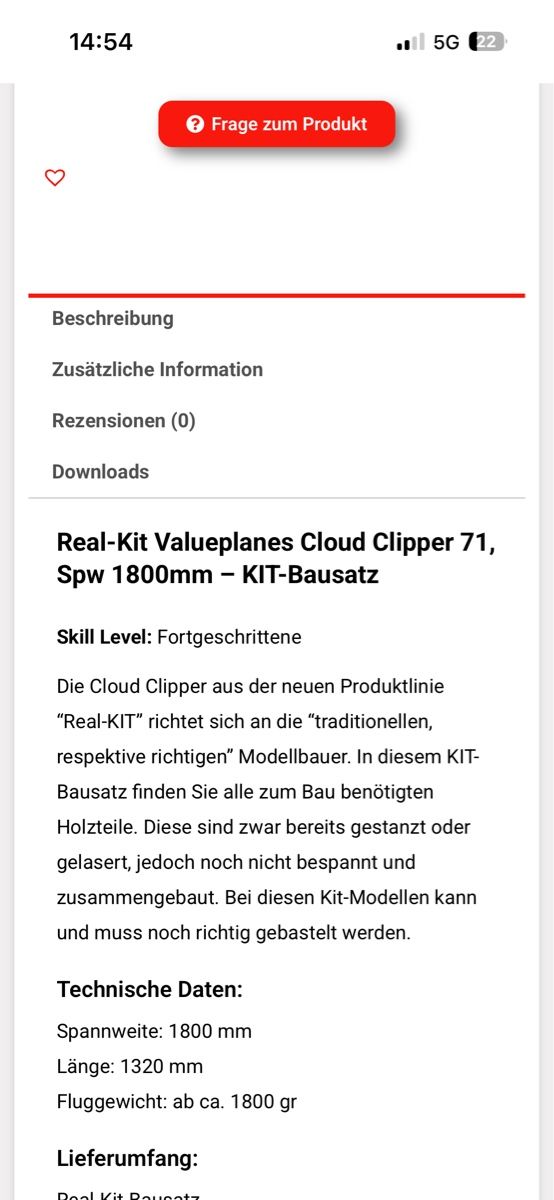 Modellismo RC: Cloud Clipper 71, Spw 1800cm – Usato da Altendorf venduto da Roman771 3