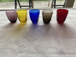 5 kleine farbige Gläser – buntes Glas-Set H6.5cm