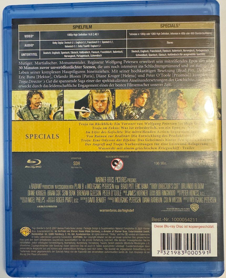 Alle DVDs: Blu-ray Disc   TROJA - BRAD PITT - ERIC BANA - ORLANDO BLOOM – Gebraucht aus Wisen von gigisna 1