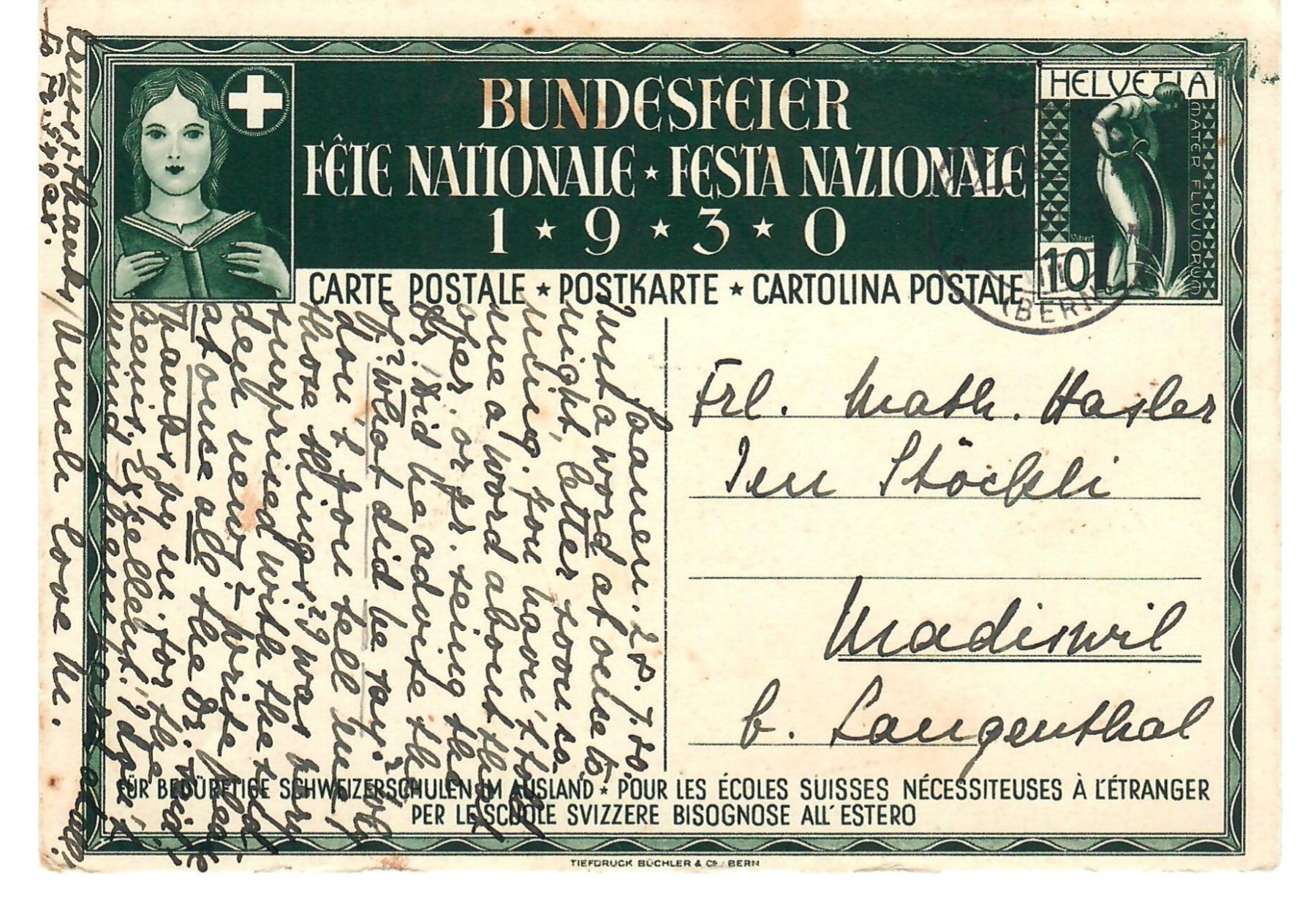 Cartoline postali: Bundesfeier - 1930 – Usato da Zweisimmen venduto da jakobsweg 1