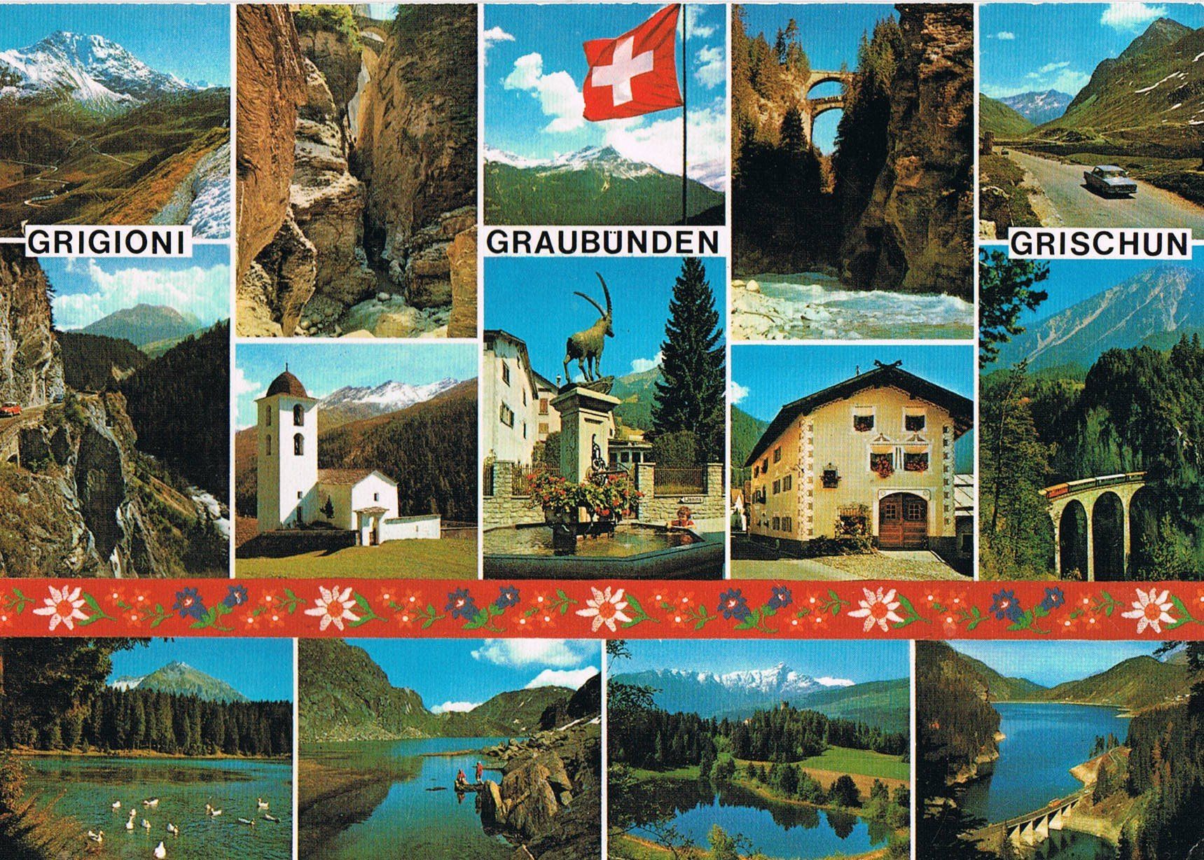 Cartoline postali: Graubünden: 14-Bilder-AK – Usato da Buchs AG venduto da Baerfisch