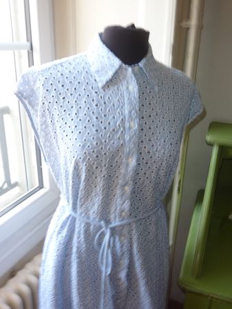 robe broderie anglaise bleu 40 adolfo dominguez femme