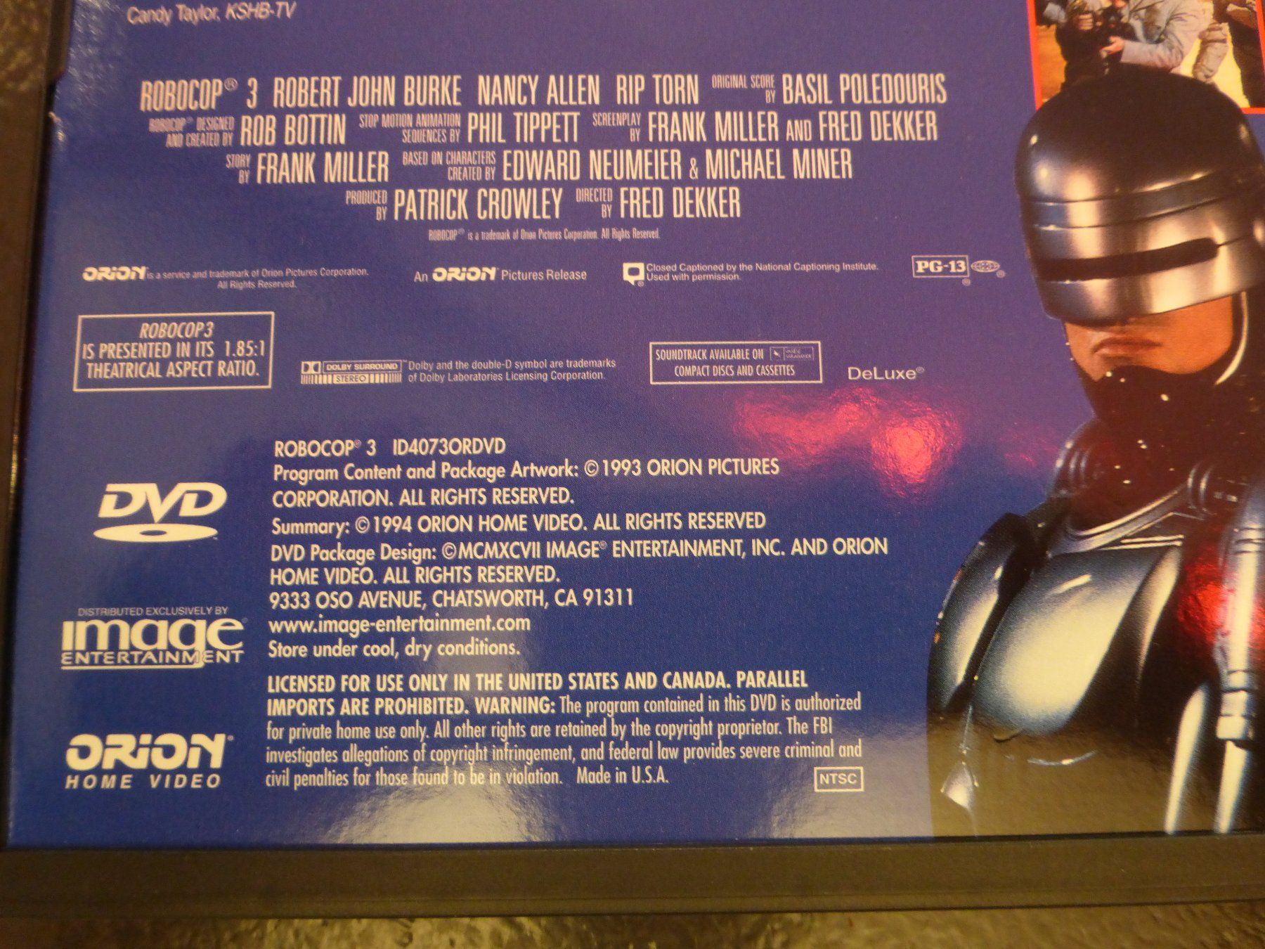 Tutti i DVDs: Robocop 1 - 3 in der Robobox DVD – Usato da Zumikon venduto da psisound 8