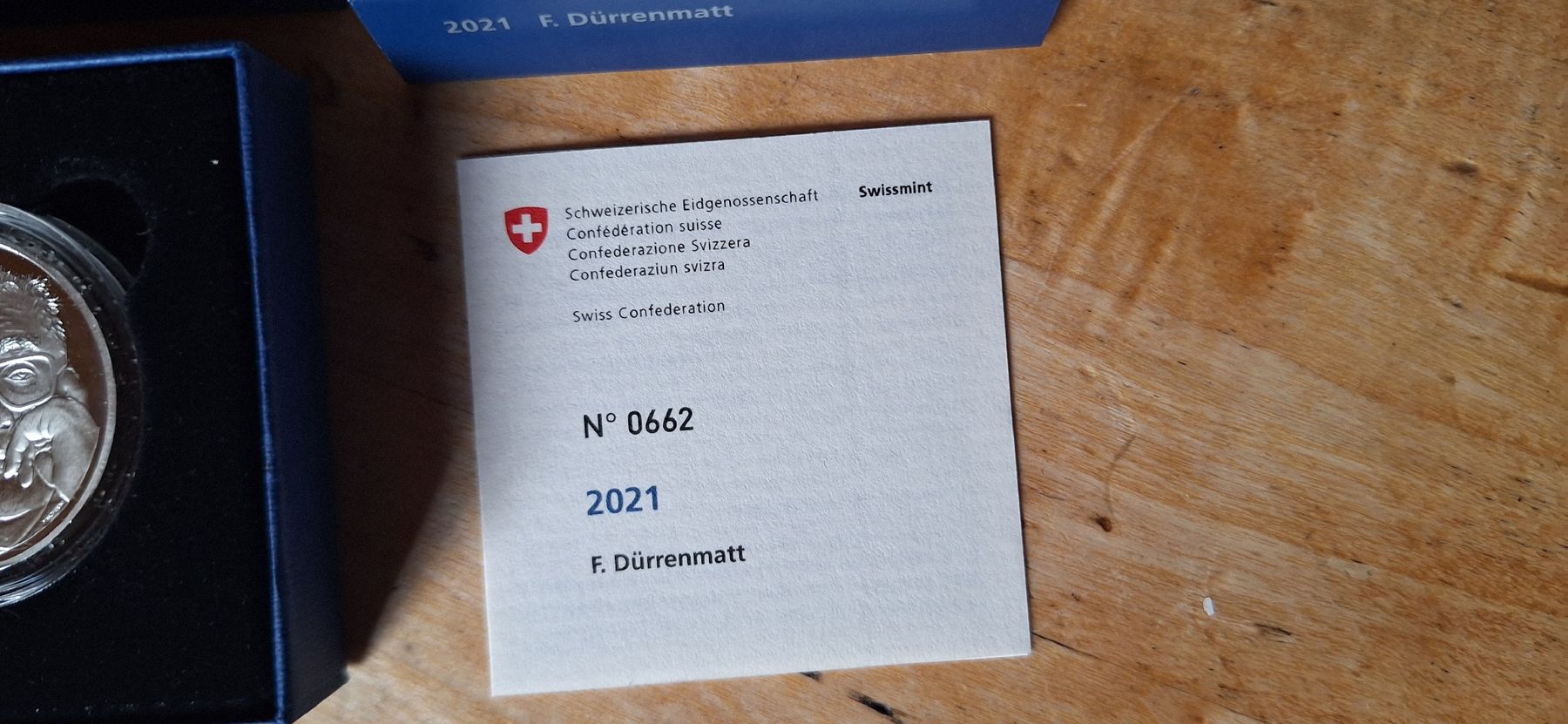 Tutti le monete: Pièce 20 Fr. Dürrenmatt 2021 – Nuovo e nell'imballaggio originale da Le Sentier venduto da Loorenz 2