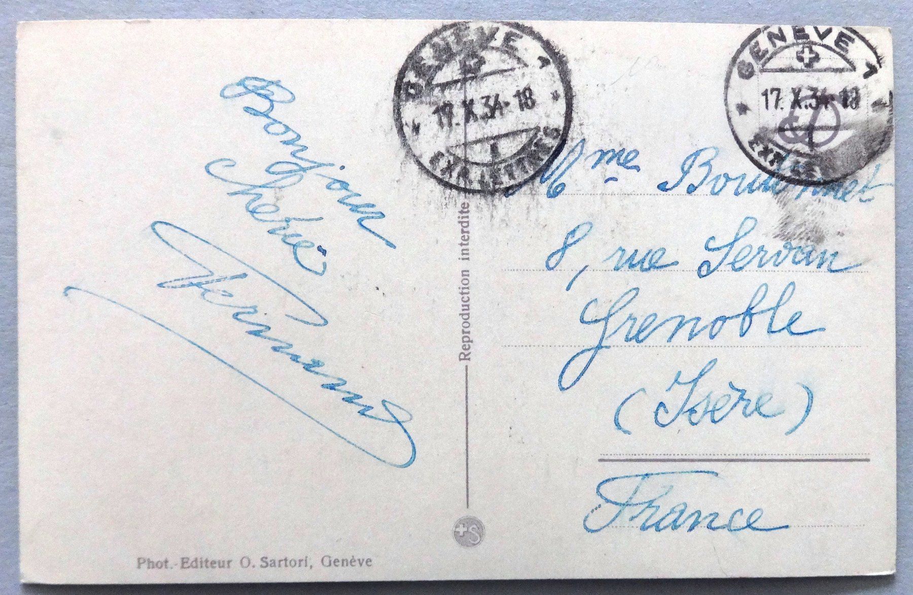 Cartoline postali: Genève - Ile J. J. Rousseau – Usato da Fétigny venduto da Billy2miny 1