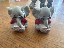Elefant Porzellan Figuren 2er Set mit Brille