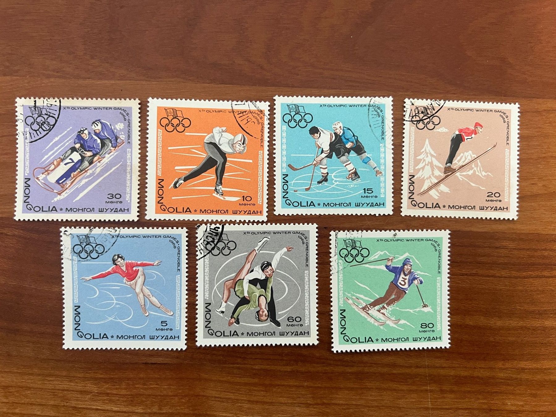 Tutti i francobolli: Mongolei  Olymp. Grenoblel 1968  gest.   (5835) – Usato da Hinwil venduto da Sidi4