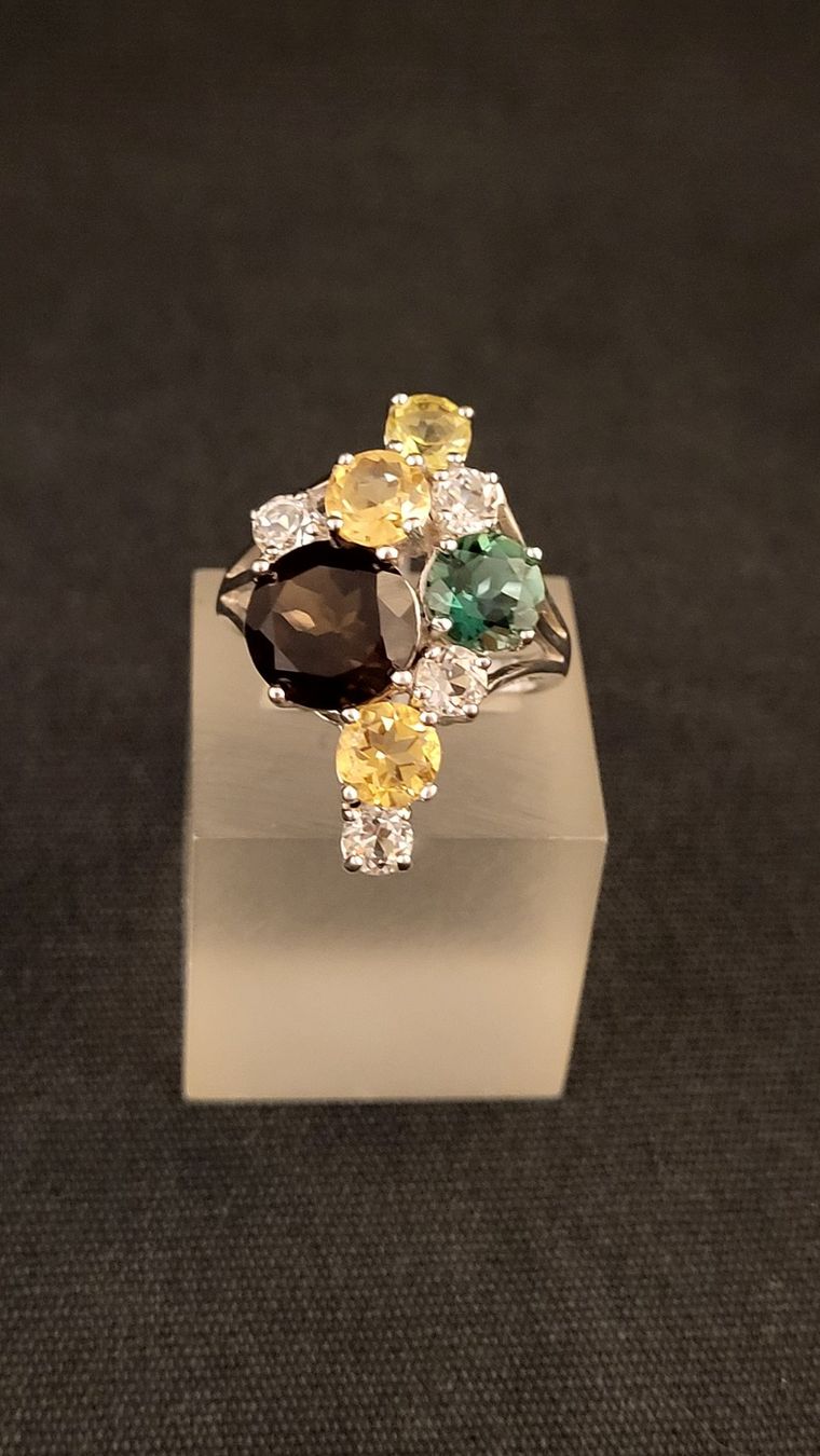 Ringe: Silberring mit geschliffenen farbigen Steinen – Gebraucht aus Basel von spinne02