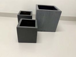 3er Set graue Pflanzgefässe, ideal für drinnen & draussen