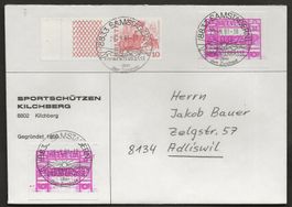 Brief Schweiz 1981 Automatenmarken 2 Abarten Faserpapier