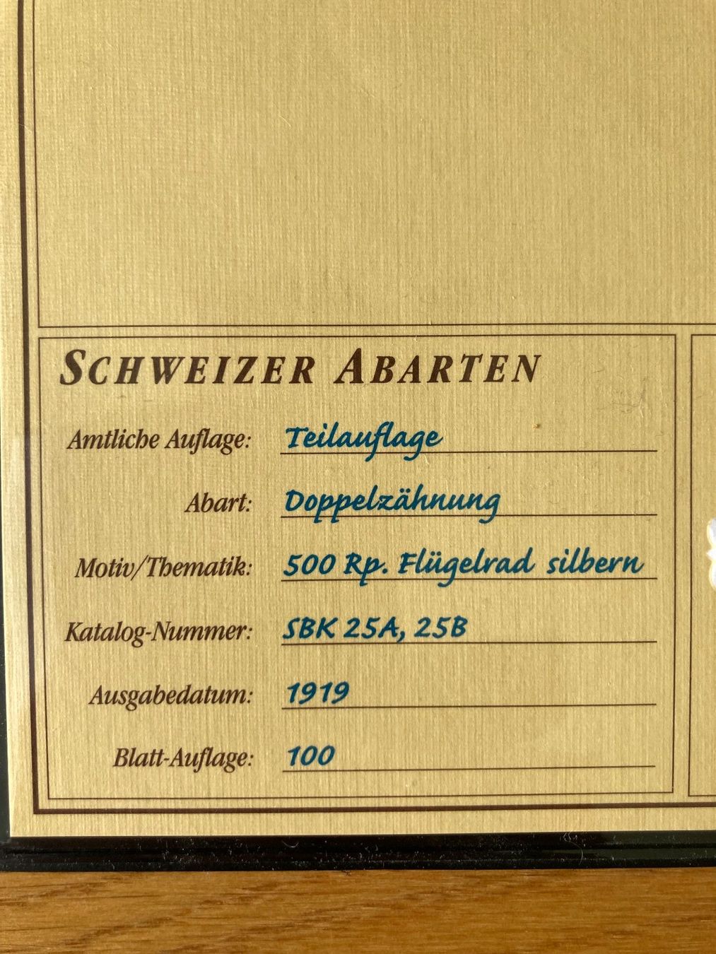 Tutti i francobolli: Schweizer Briefmarken Abarten 500 Rp. Flügelrad silbern – Usato da Mönchaltorf venduto da Tschibi 6