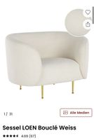 Sessel LOEN Bouclé Weiss – sehr gut erhalten