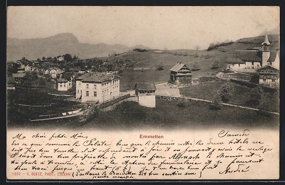 Cartes postales: AK Emmetten, Teilansicht mit Kirche – D'occasion à Berlin par bartko-reher