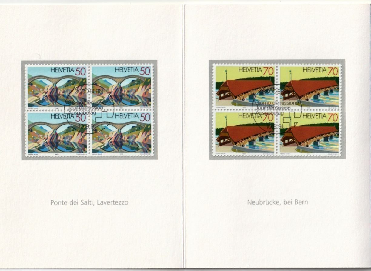 Alle Briefmarken: Faltblatt PTT: Brücken 10.9.1991 – Neu (gemäss Beschreibung) aus Aarburg von Aare10 1