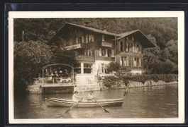 Oberhofen, Pension Zaugg, Leute im Ruder