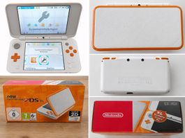 New Nintendo 2DS XL Weiss/Orange – komplett mit OVP-wie neu