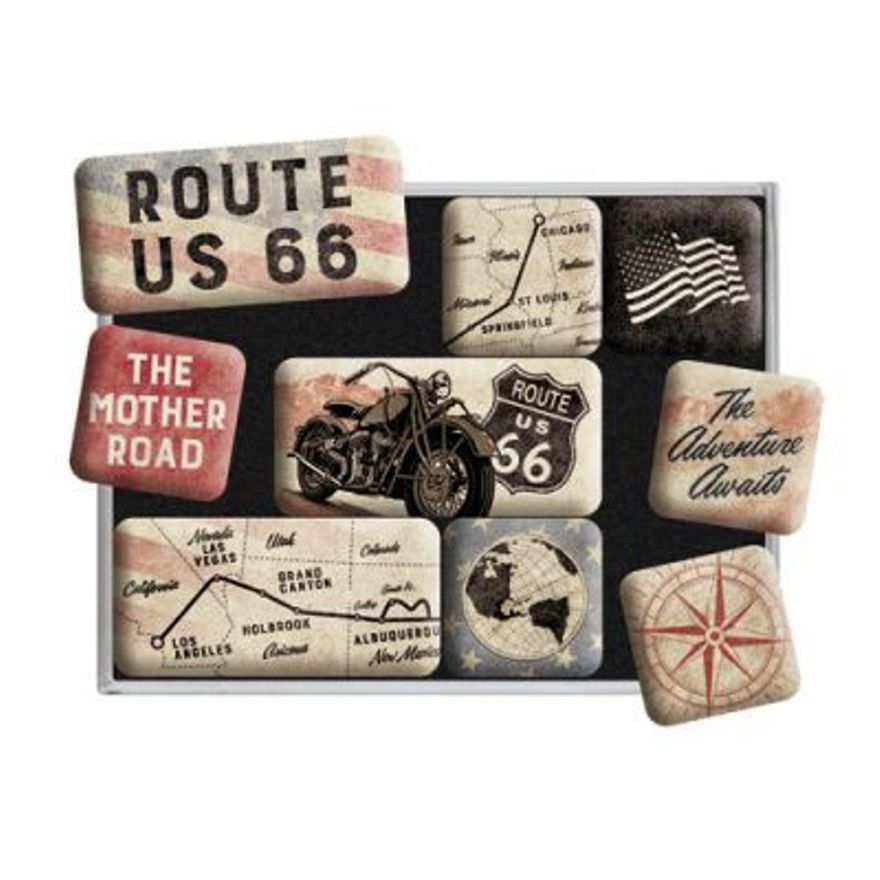 Calamite: 9-tlg Magnet-Set-ROUTE 66 - BIKE MAP – Nuovo e nell'imballaggio originale da Rupperswil venduto da big-one-sale