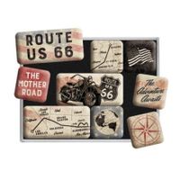 9-tlg Magnet-Set-ROUTE 66 - BIKE MAP