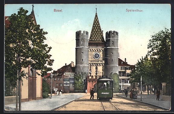 Cartoline postali: Basel, Strassenbahn vor dem Spalenthor – Usato da Berlin venduto da bartko-reher