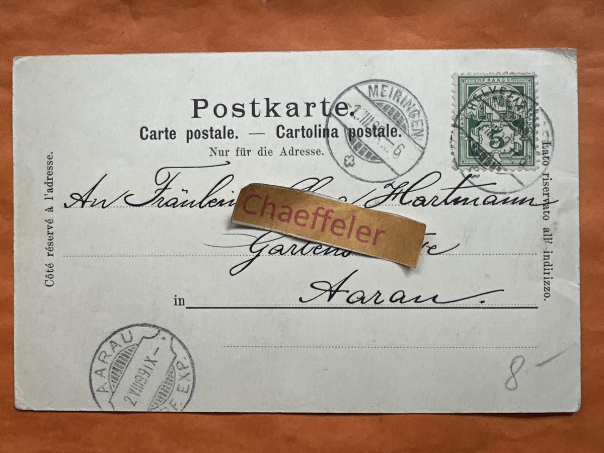 Cartoline postali: Alte Ansichtskarte 1899 Gruss aus Meiringen – Usato da Zürich venduto da Chaeffeler 1