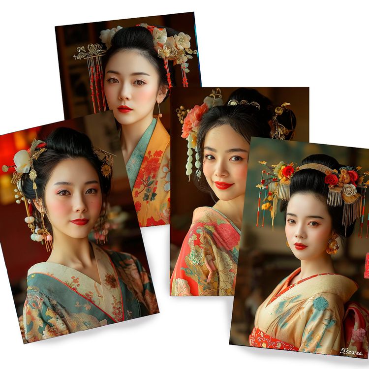 Japanische Geisha Wandbild 50x75cm - Leinwanddruck Für Wohnzimmer & Schlafzimmer