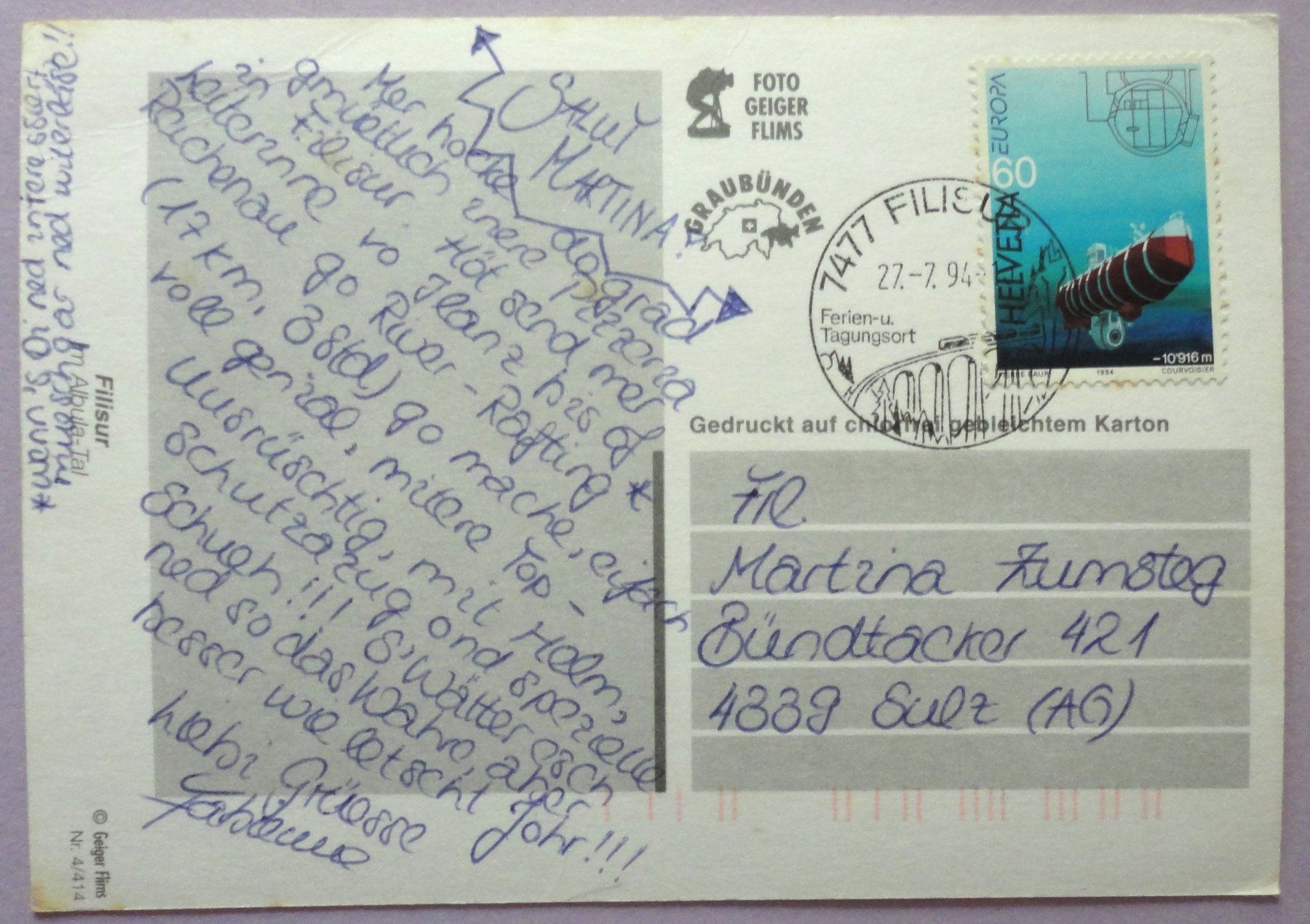 Cartoline postali: Filisur, Albula-Tal – Difettoso da Fétigny venduto da Billy2miny 1