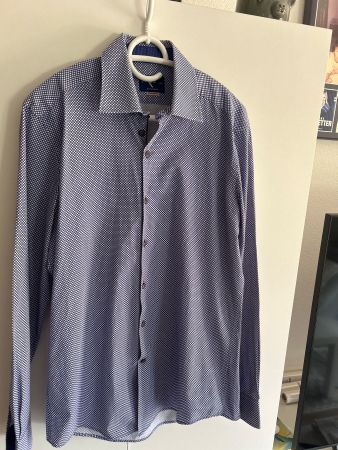 Langarm Hemd blauer Print R2 Amsterdam Modern fit Gr. 40