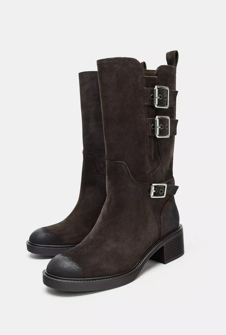 Zara Scarpe da donna: NEW Zara Buckled Split Suede Leather Ankle Boots – Nuovo e nell'imballaggio originale da St. Gallen venduto da look-twice 1