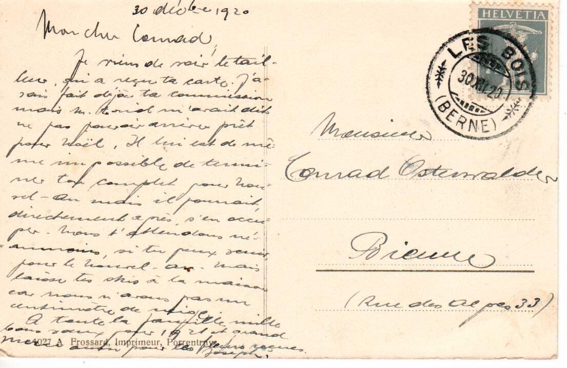 Cartoline postali: Fabrique Huot - Les Bois 1920 – Usato da Wolhusen venduto da Curver9 1