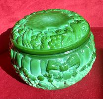 Art Deco Boho Czech Malachit Glas Schmuckschatull